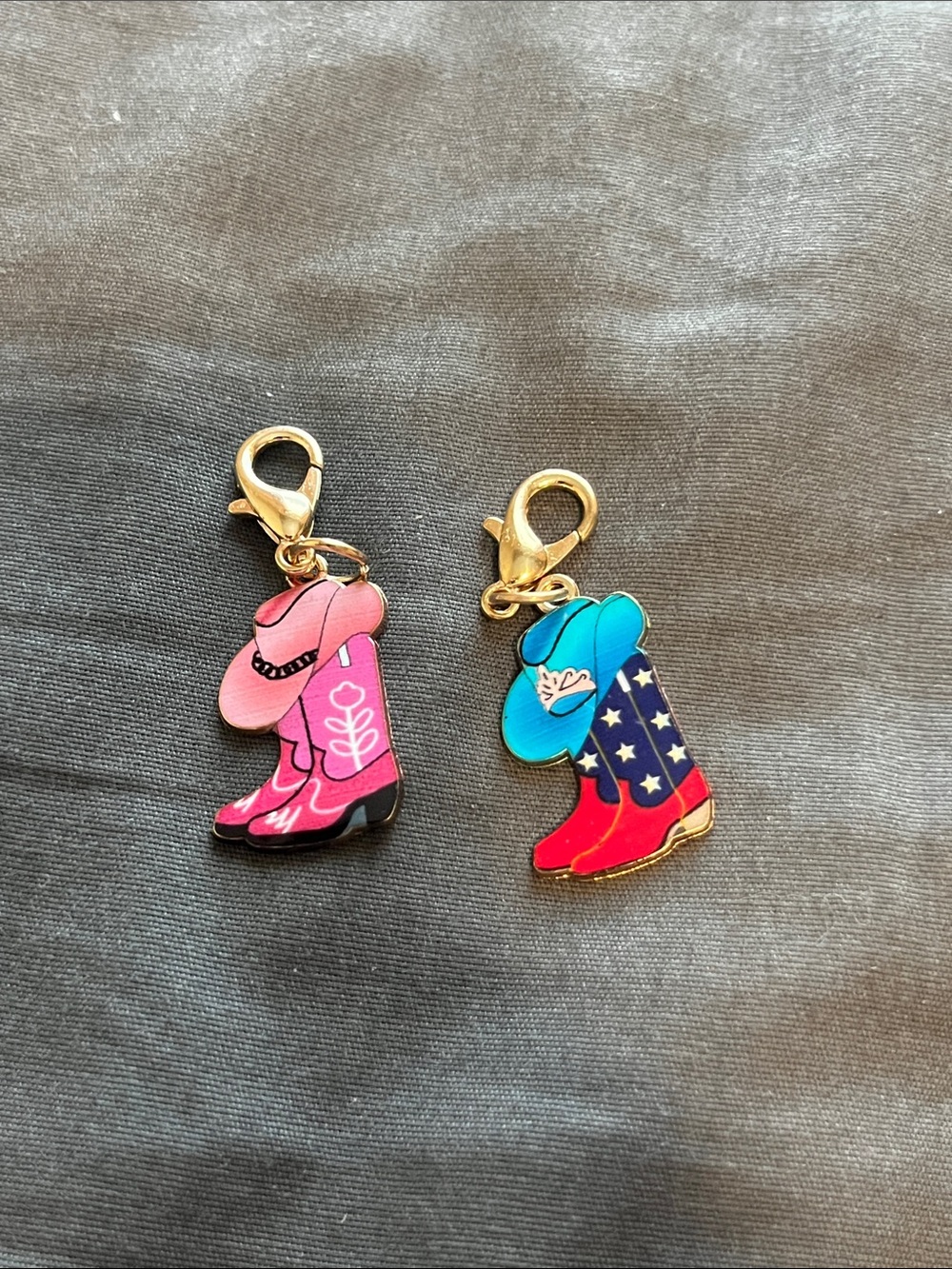 Western zipper pull charm cowgirl boot bag accessory